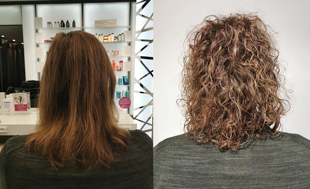 Vorher vs Nacher Dauerwelle