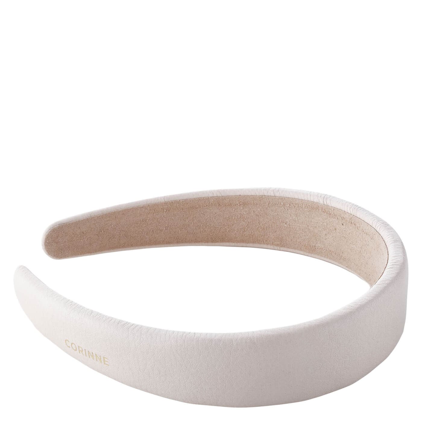 Corinne World - Leather Diadem Wide Plain Cream