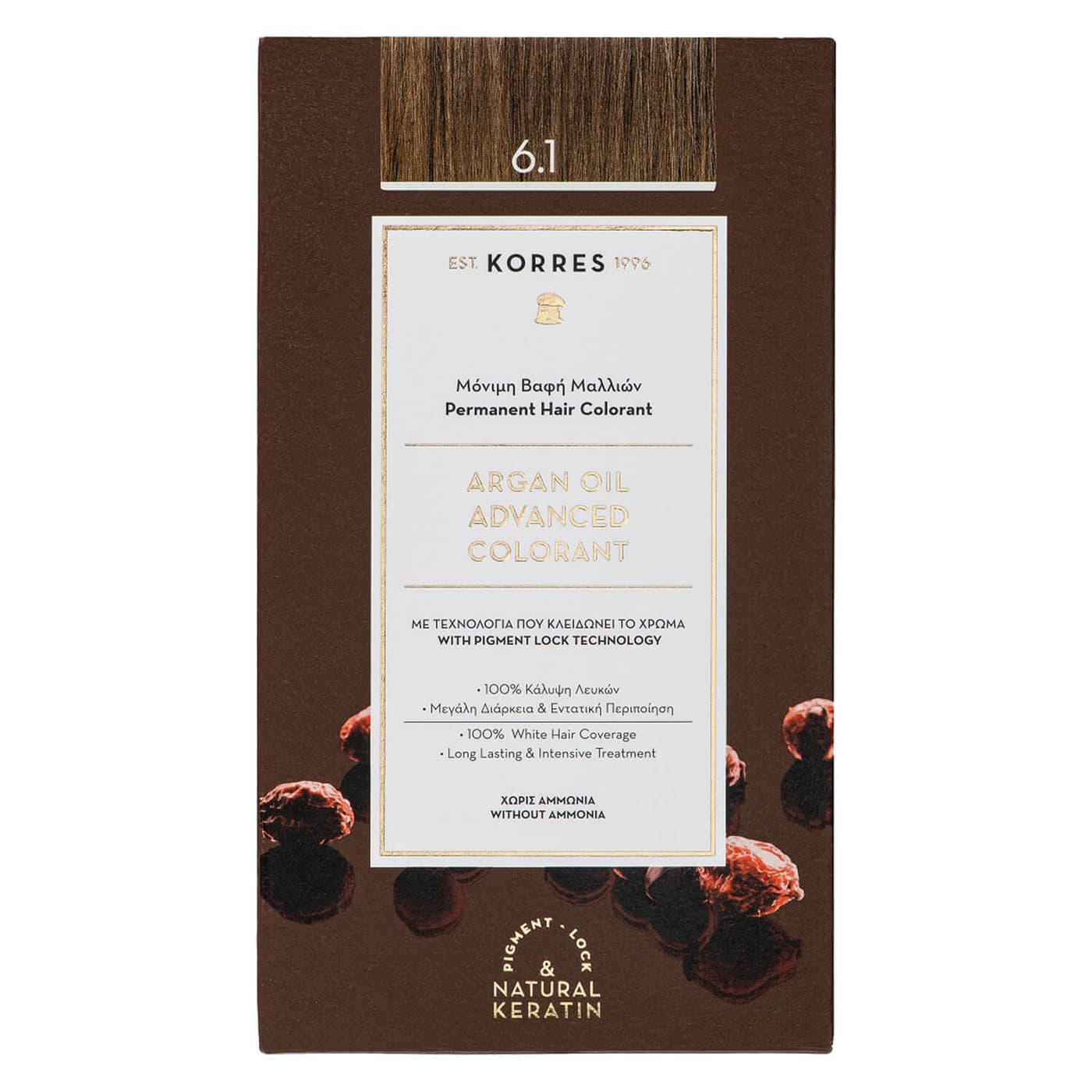 Korres Color - Argan Oil Hochentwickelte Haarcoloration Ash Dark Blonde / Dunkelblond Ash 6.1