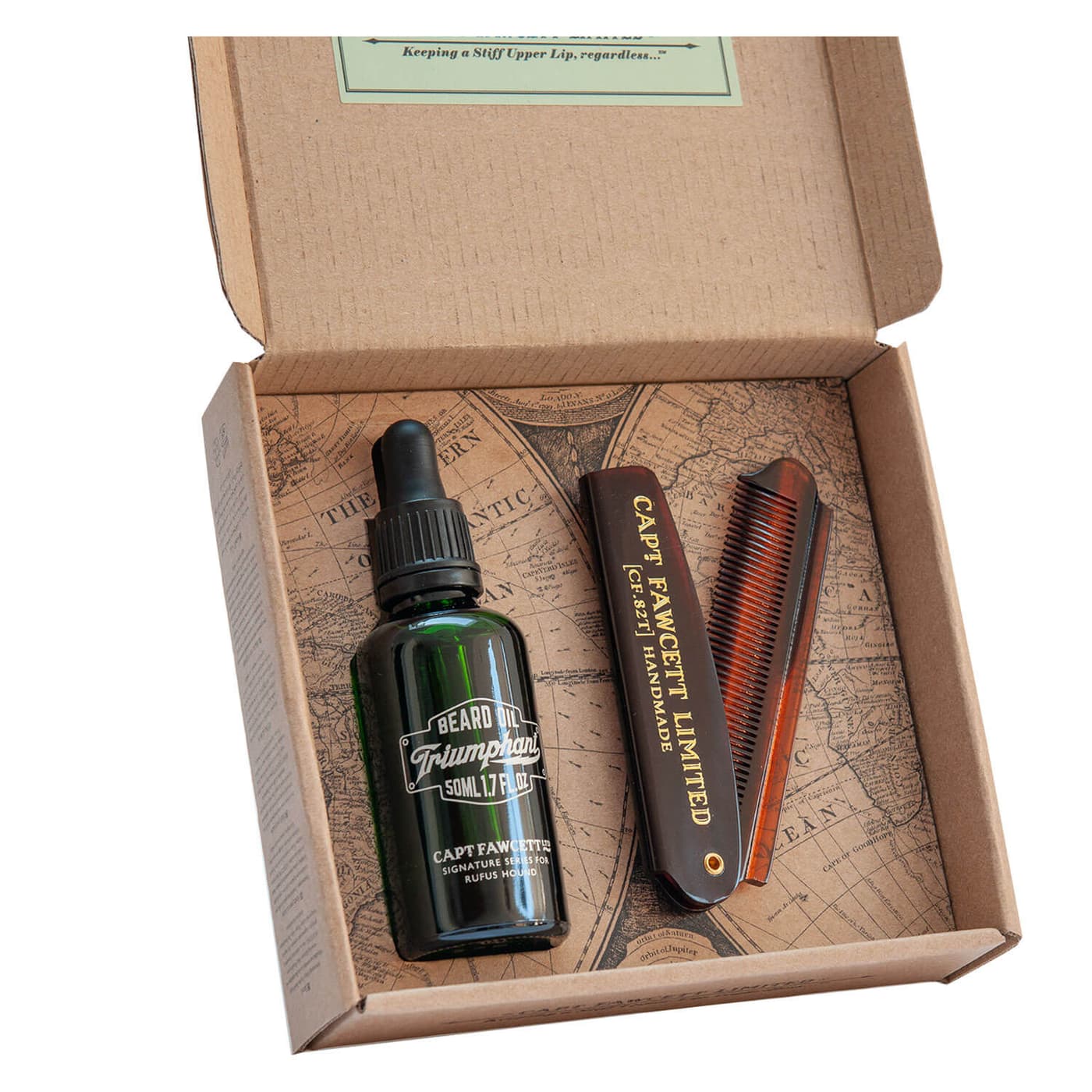 Capt. Fawcett Care - Triumphant Beard Oil & Beard Comb Set