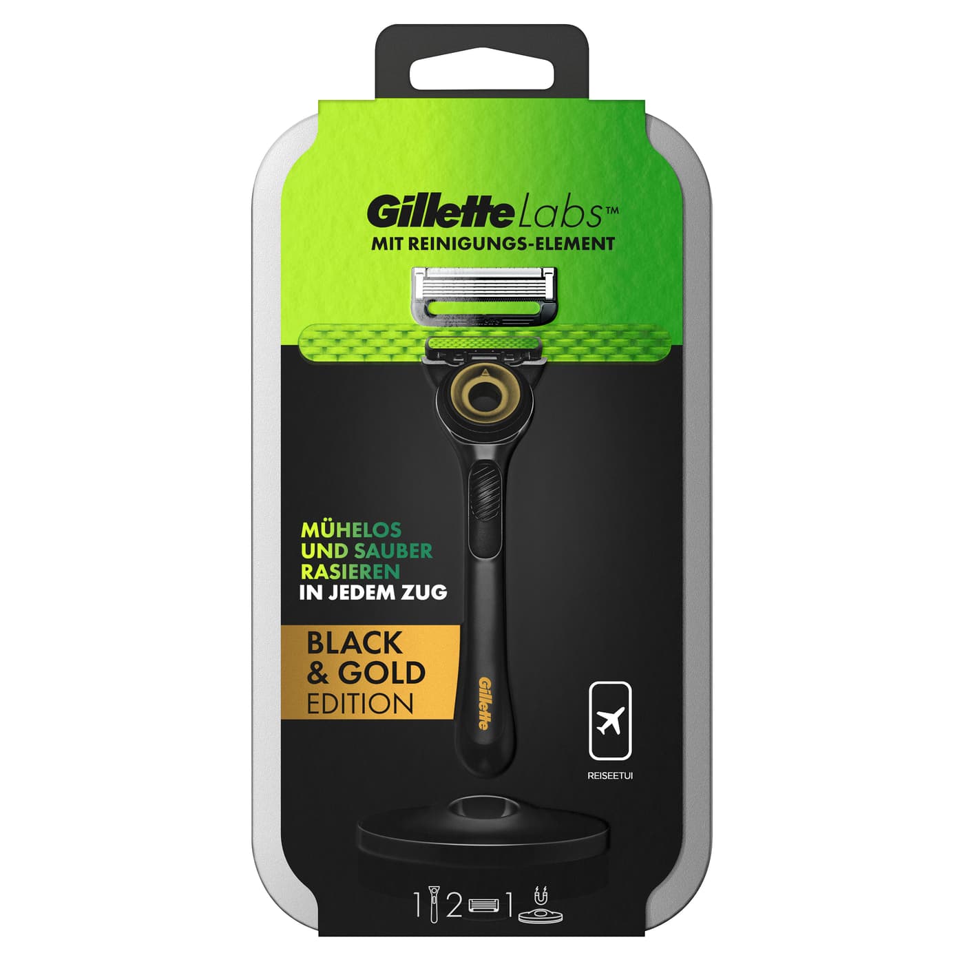 Gillette - Labs Rasierapparat mit 2 Klingen und Reiseetui