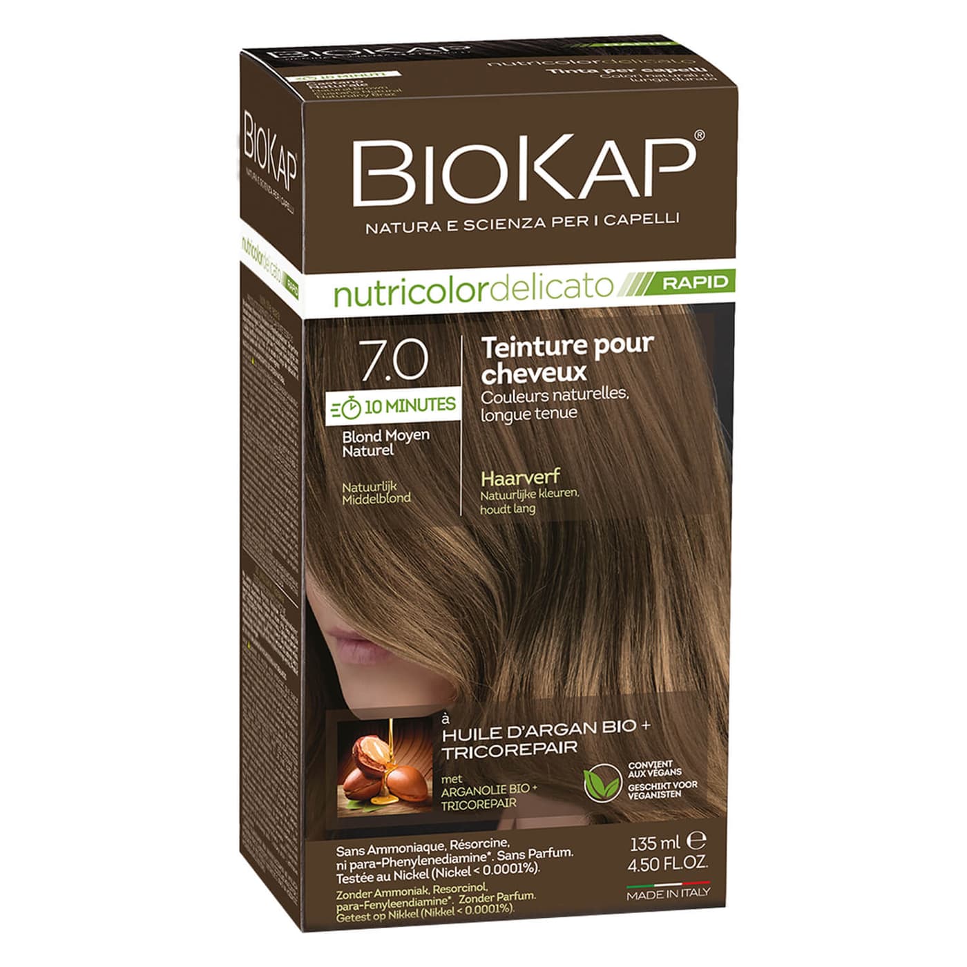 BIOKAP Nutricolor - Permanent Farbe Natur Mittelblond 7.0