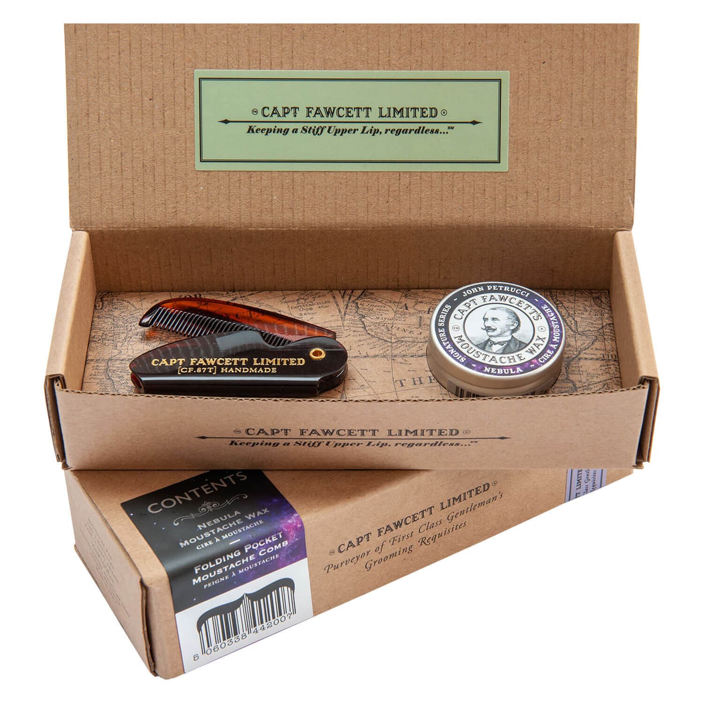 Capt. Fawcett Care - Nebula Moustache Wax & Moustache Comb Set