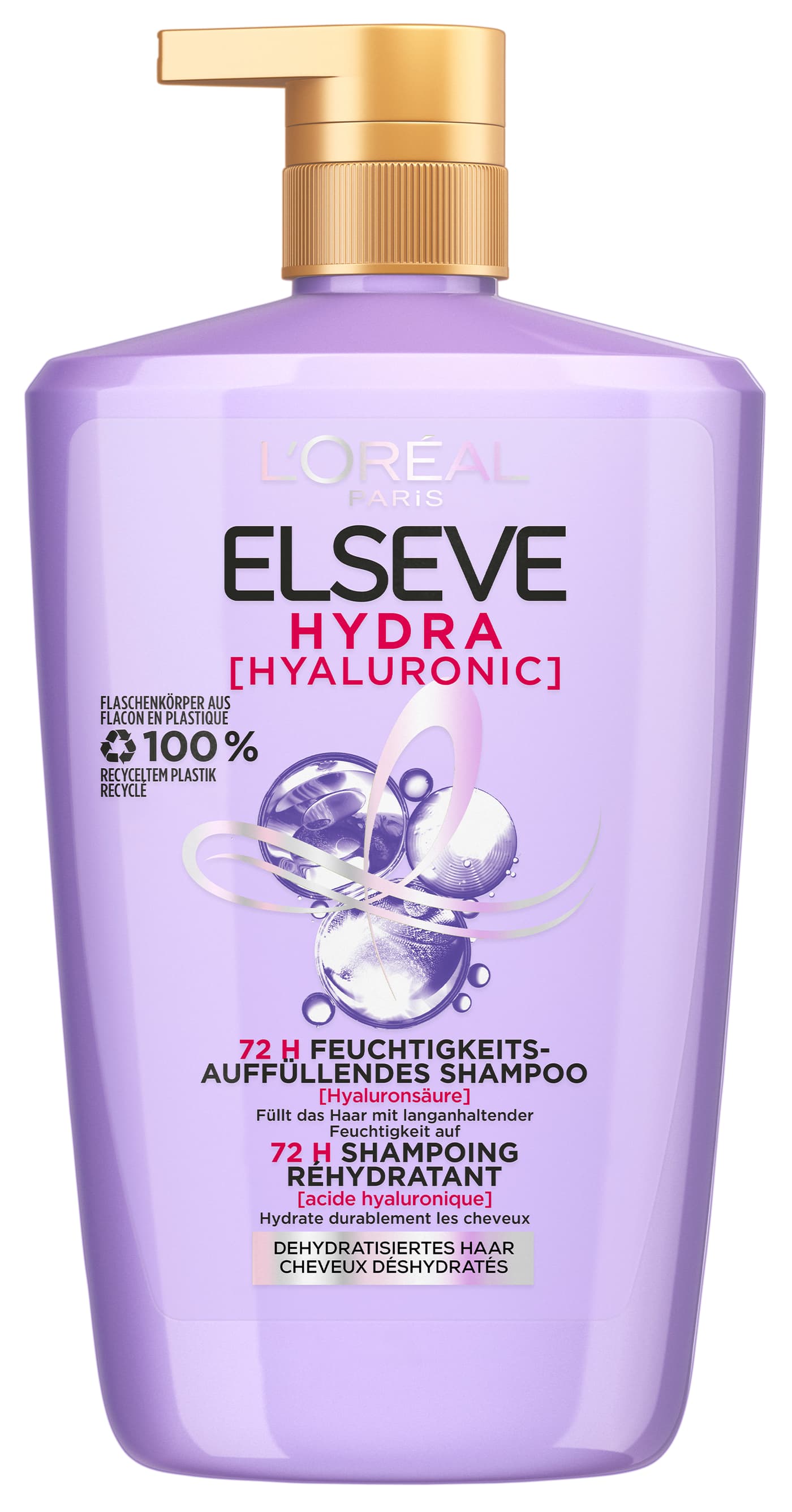 L'Oréal Elseve Haircare - Hydra [Hyaluronic] Feuchtigkeits-Auffüllendes Shampoo, 1 Liter Format
