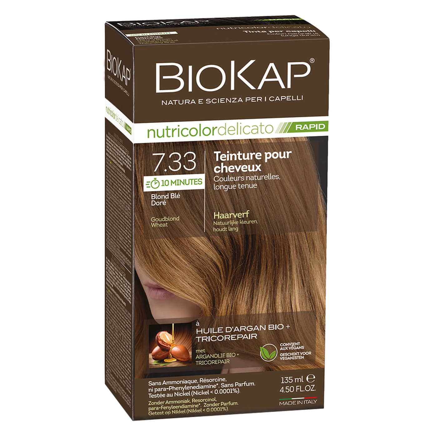BIOKAP Nutricolor - Permanent Farbe Goldenes Weizenblond 7.33