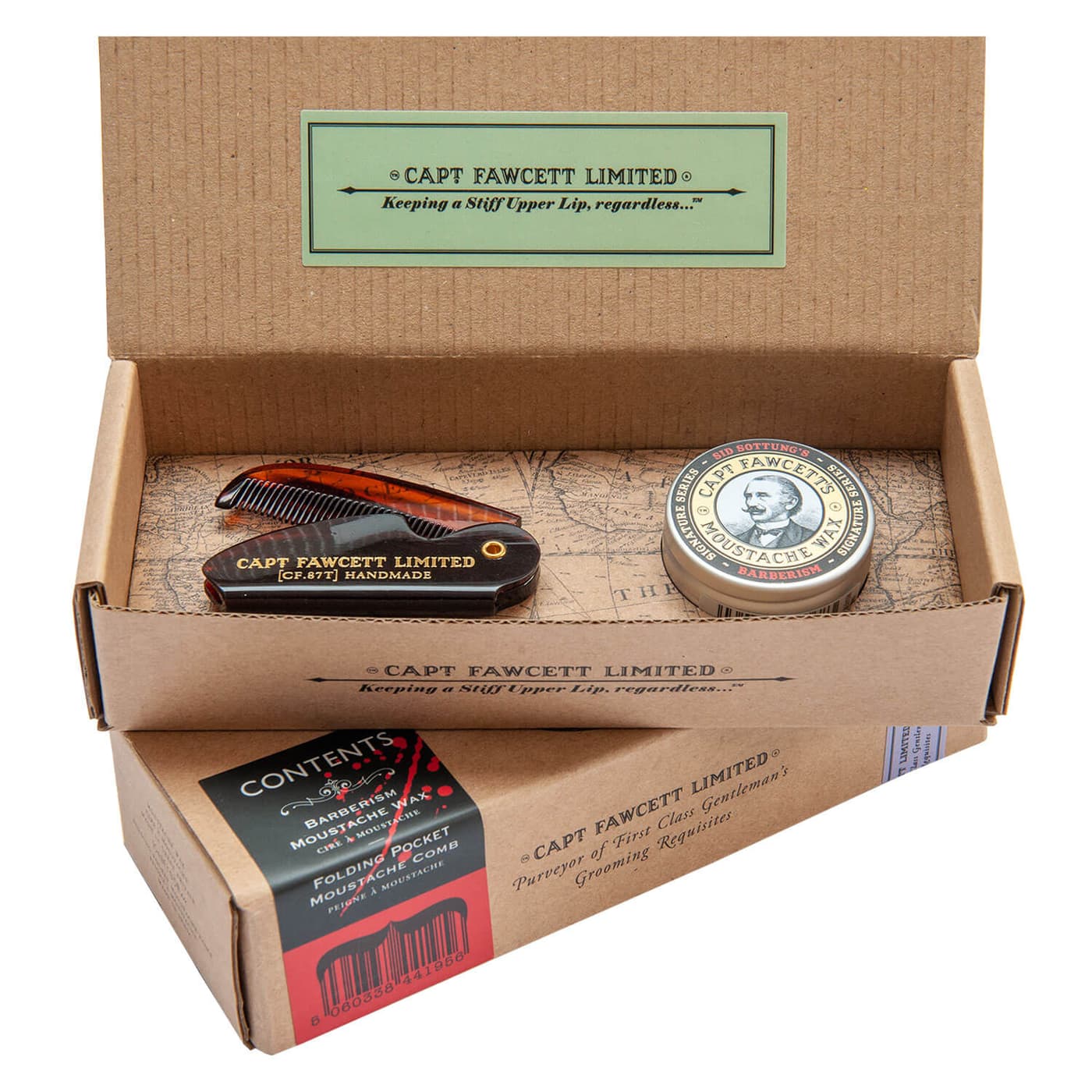 Capt. Fawcett Care - Barberism Moustache Wax & Moustache Comb Set