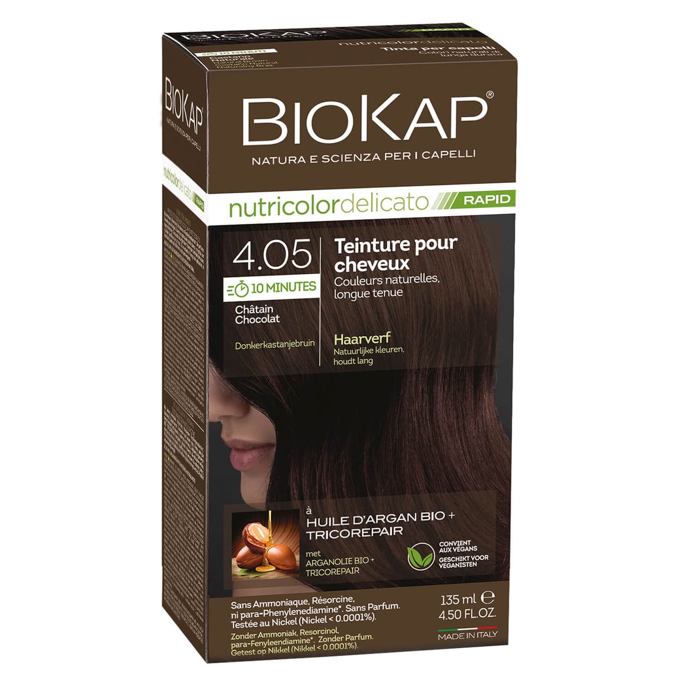 BIOKAP Nutricolor - Permanent Farbe Schokoladen Kastanienbraun 4.05